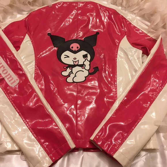 no brand Jackets & Blazers - ADORABLE hot pink vynil vinatge y2k jacket with custom kuromi details!